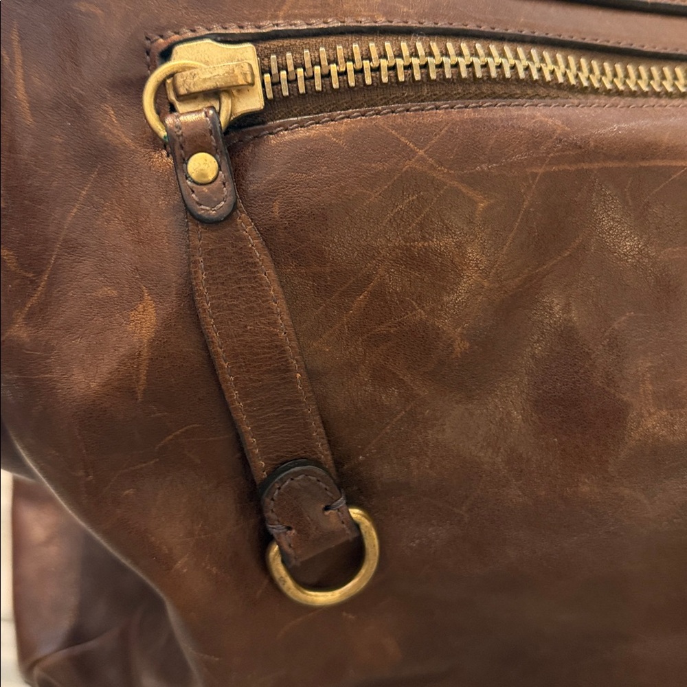 IL BISONTE VINTAGE LEATHER BAG Natural Patina ITALY Brown FAST SHIPPING 3346-4 - Picture 13 of 16